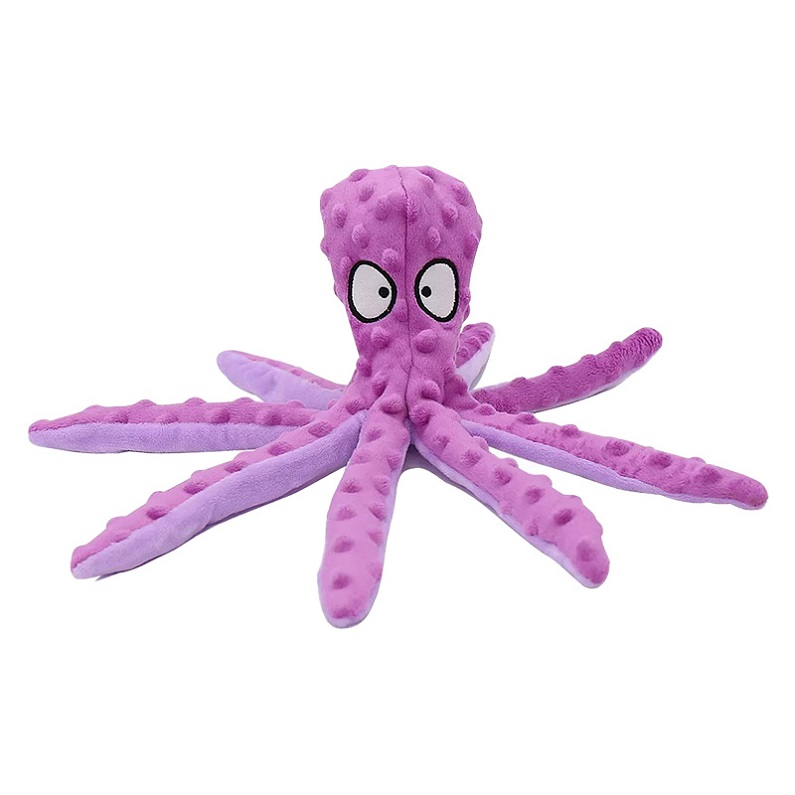 Octopus Design Plush Squeaky Dog Toy Washable Teeth Cleaning Molar Chewy Toy for Puppy Dogs