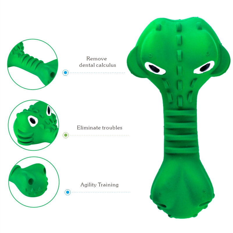 High Quality Dog Chew Toys Made of 100% Natural Rubber Chewy Rubber Squeaky Dog Toy Green