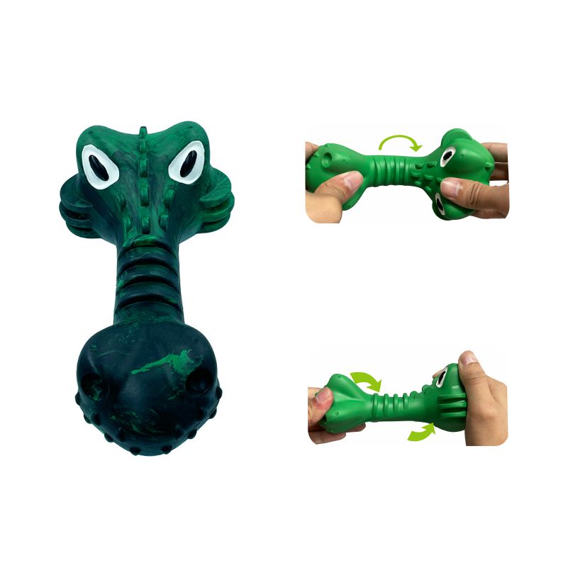 Squeaky Toy Crocodile Shaped Design Made of 100% Natural Rubber for Dogs Tough Chew Toy