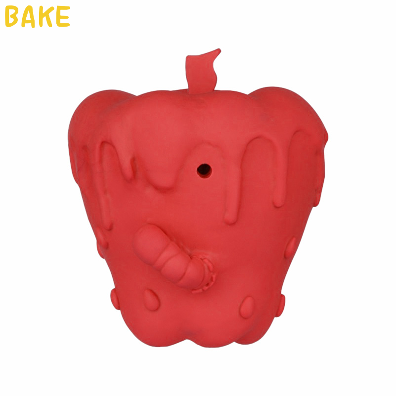Dog Toy Wholesale Made of Natural Rubber Chewy Apple Shape Squeak Interactive Toy Pet