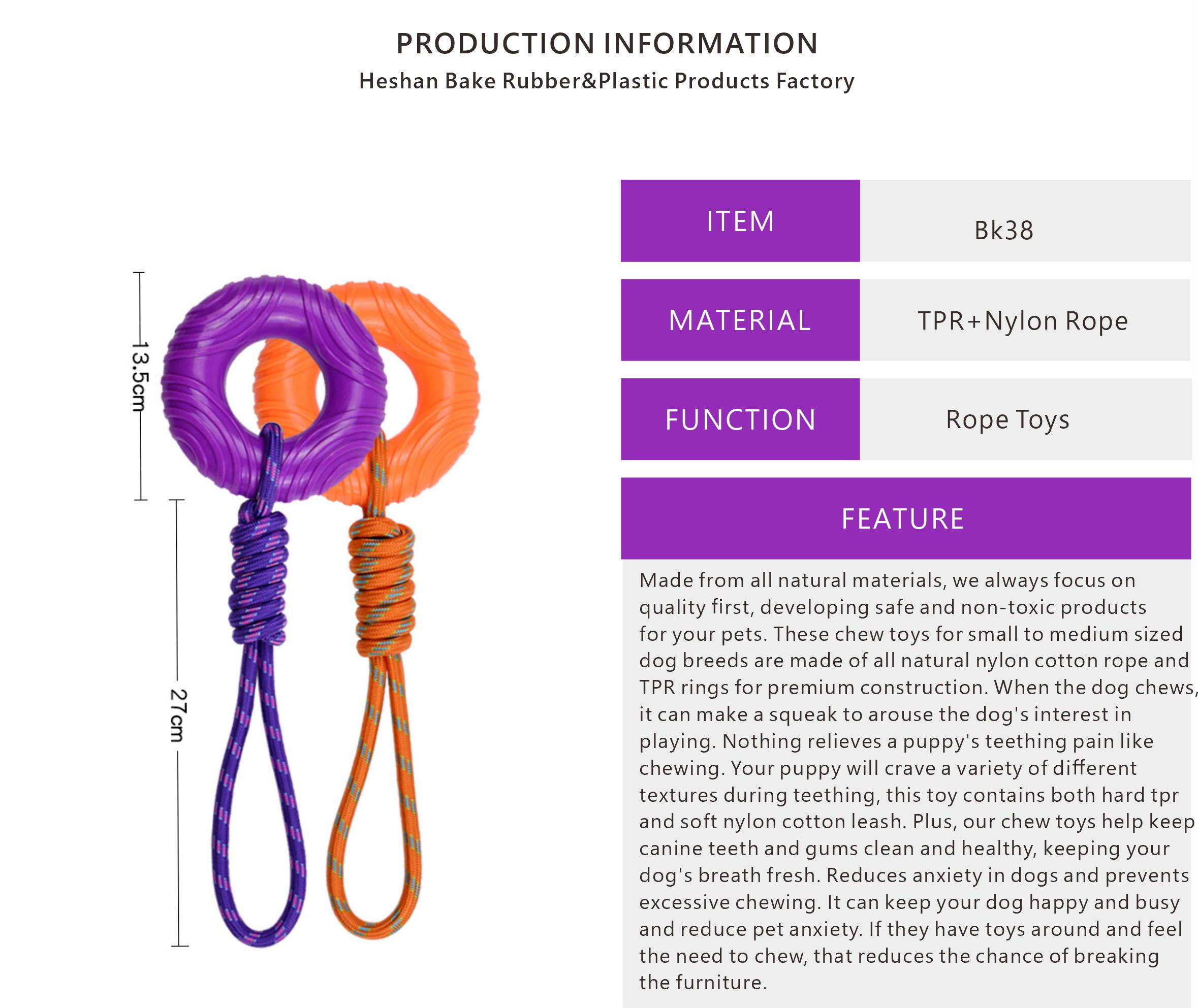 Teething Chew Toys Dog Durable TPR Safe with Rope Chew Toys for Small