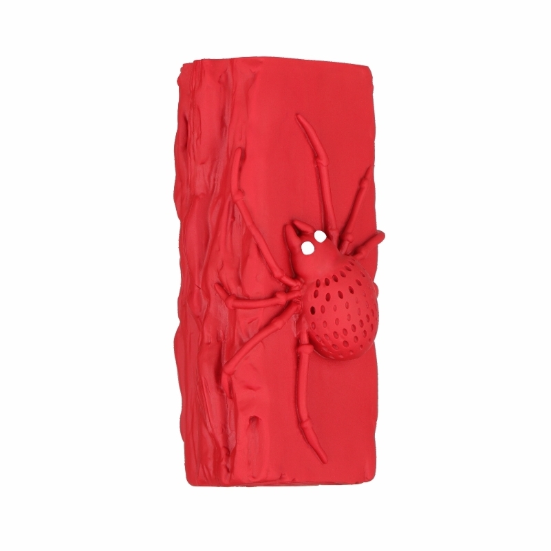 New Designed Red Non-toxic Treat Dispensing Rubber Dog With Spider Feeder Toy