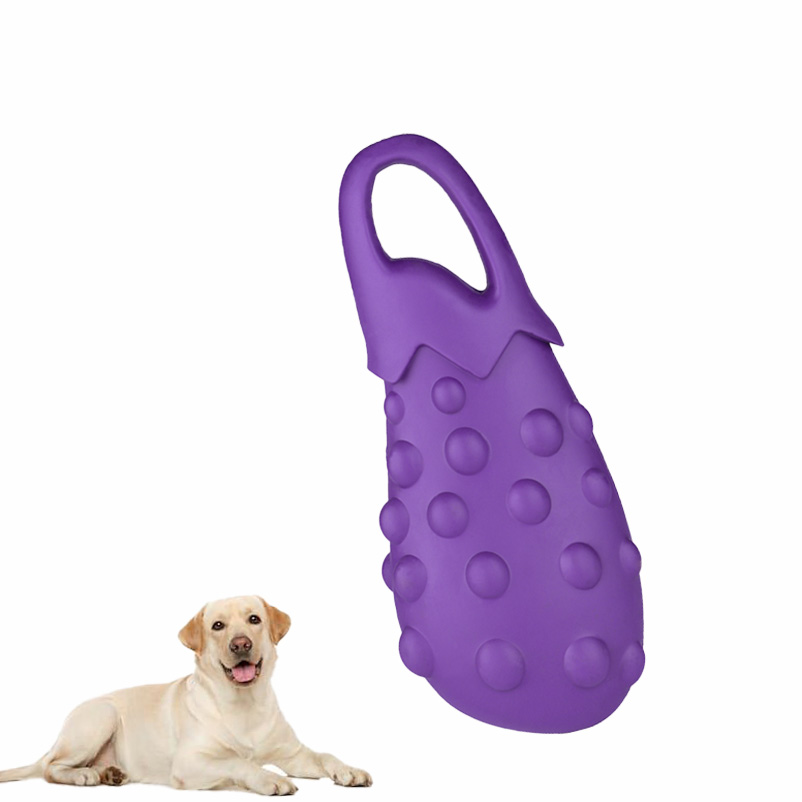 Eggplant Shape Design Hot Selling Rubber Dog Toys Durable Interactive Chew Toys Aggressive Chewers