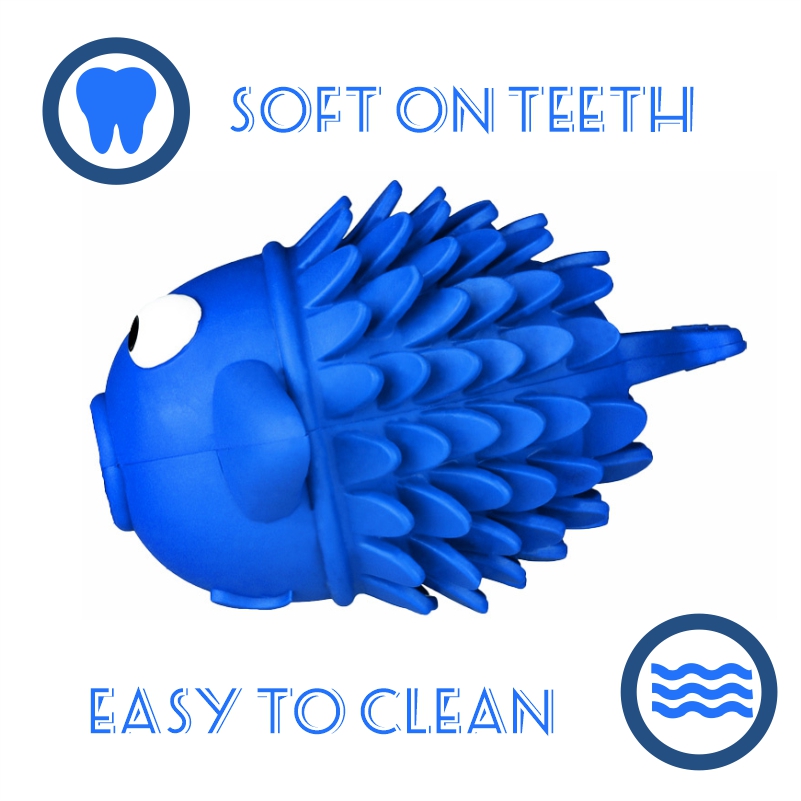 Fish-shaped Design Made of Rubber Raised Scales To Clean Teeth Border Chewy Calming Dog Toy