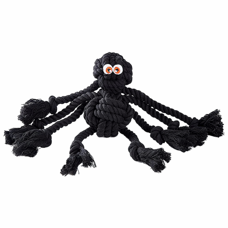 New Arrival Dog Toys Rope Animals Interactive Black Spider Safe Material Teeth Cleaning for Small/Medium/Large Dog Pets Playing