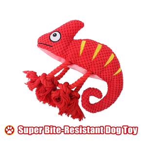 Small to medium breed chameleon design multi-colored squeak plush dog toy for aggressive chewers