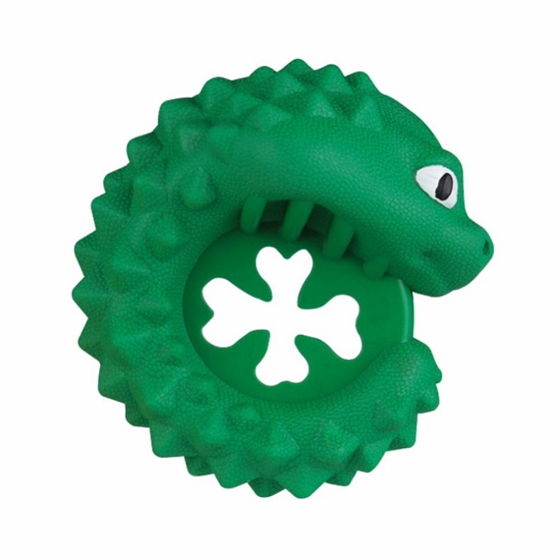 Chameleon Design Durable Natural Rubber Teeth Cleaning Molar Toys Feeder Leaking Dispenser Indestructible for Chewers Reduce Anxiety