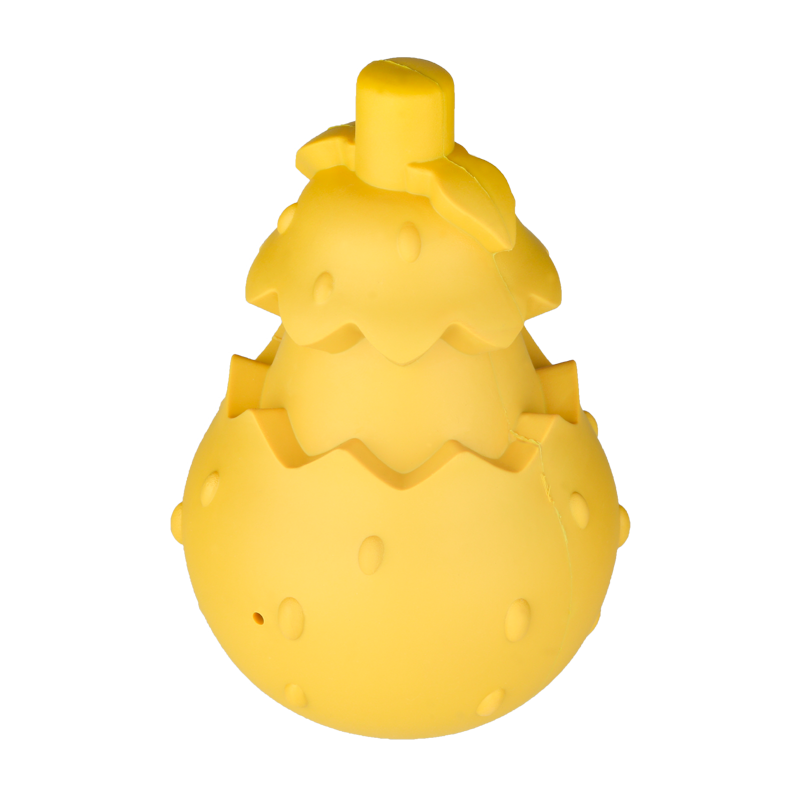 The new design of the pear fruit series helps dogs to clean their teeth and improve their IQ. Made of natural rubber, it is resistant to bite dog toy leaking food
