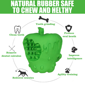 Rubber Apple Tough And Durable Natural Rubber Indestructible Dog Squeak Toy for Aggressive Chewers, Medium Large Dog Chew Toy