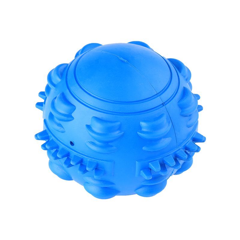 Blue Ball Dog Toy Natural Rubber Hole Dog Toys Leaky Food Dog Toy