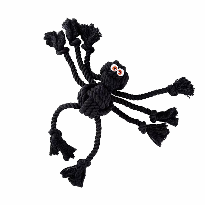 Big Black Spider Toy Rope Knot Chewy Safe Interactive Tug of War Dog Rope Toy Indestructible