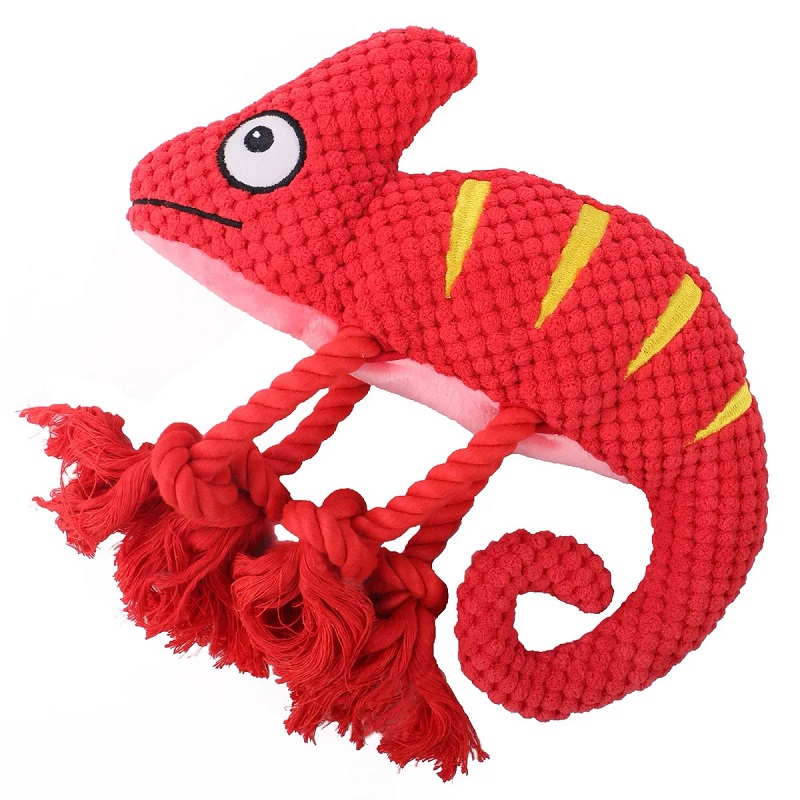 Animal Chameleon Fun Design Squeak Interactive Durable Calming Anti-Anxiety Puzzle Squeak Plush Dog Toy