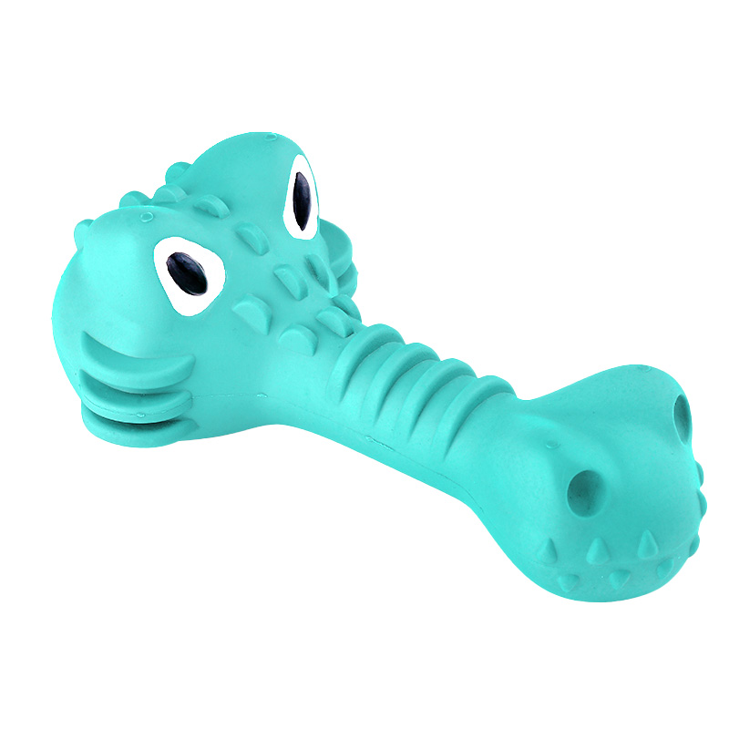 Dog Teething Bone Toy Crocodile Element Design Made of 100% Natural Rubber Christmas Squeaky Dog Toys