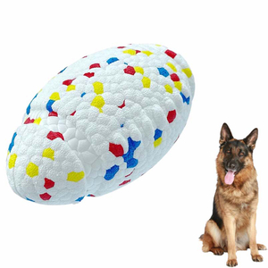 Rugby Design E-TPU Material Safe And Durable Dog Chew Ball Eco Friendly Dog Chew Toys