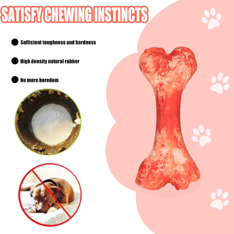 Dog Chew Bone for Teething - Rubber Puppy Training Interactive Dog Toy - Multifunctional, Teeth Cleaning + Gum Massage Dog Chew Toy